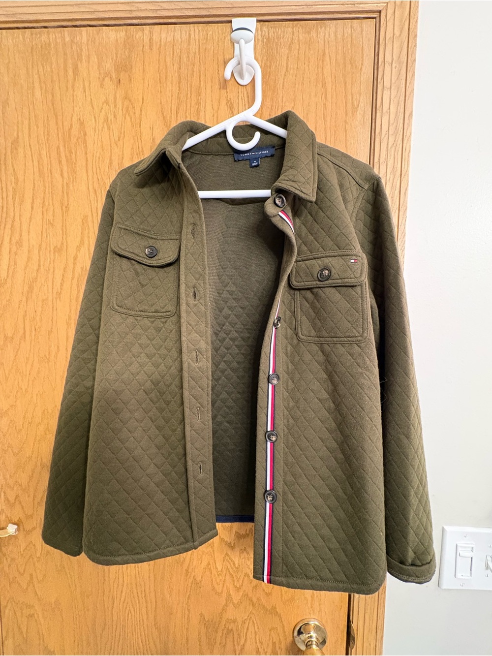 Tommy Hilfiger Olive Quilted Collar Shacket